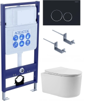 Комплект унитаз с инсталляцией, кнопкой и сиденьем Aquatek Standart SET AQUATEK МИЯ-020 4в1