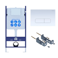 Инсталляция для унитаза Aquatek INS-0000014, кнопка смыва белая + крепеж