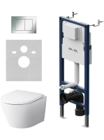 Комплект унитаз с инсталляцией, кнопкой и сиденьем микролифт AM.PM Sense IS90251.741701 безободковый