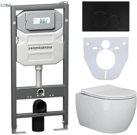 Комплект унитаз с инсталляцией, кнопкой и сиденьем Ceramica Nova Play CN3001_1001B_1000