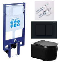 Комплект унитаз с инсталляцией, кнопкой и сиденьем микролифт Aquatek Мия SET AQUATEK МИЯ-MB-012 4в1