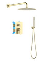 Душевой комплект встраиваемый Aquatek Оберон AQ1272BG шлифованное золото