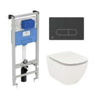 Комплект унитаз с инсталляцией, кнопкой и сиденьем Ideal Standard Tesi T3868V1/115A6