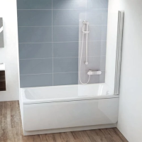 Шторка для ванны Ravak 80 см. профиль белый, стекло прозрачное