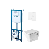 Комплект унитаз с инсталляцией, кнопкой и сиденьем микролифт Santek Нео 1.WH50.1.758