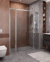 Душевая дверь в нишу Cezares Molveno 150 см. профиль хром, стекло прозрачное