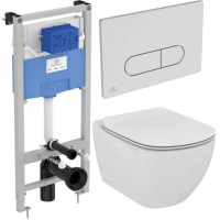 Комплект унитаз с инсталляцией, кнопкой и сиденьем микролифт Ideal Standard Tesi PR386801