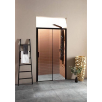 Душевая дверь в нишу Aquanet Pleasure 162 см. профиль черный, стекло прозрачное