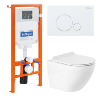 Комплект унитаз с инсталляцией, кнопкой и сиденьем микролифт BelBagno Sfera-R BB046CHR/BB2111SC/BB002-80/BB014-SR-BIANCO безободковый