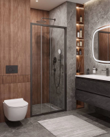 Душевая дверь в нишу Cezares Molveno 100 см. профиль черный, стекло прозрачное