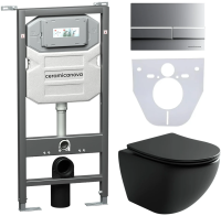 Комплект унитаз с инсталляцией, кнопкой и сиденьем Ceramica Nova Metropol CN4002MB_1002M_1000