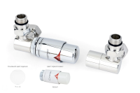 Автоматический терморегулятор 3D левый Сунержа G 1/2" НР х G 3/4" НГ (набор) Белый (RAL-9003) (12-1421-0000)