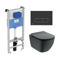 Комплект унитаз с инсталляцией, кнопкой и сиденьем микролифт Ideal Standard Tesi T3868V3/121A6 безободковый