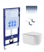 Комплект унитаз с инсталляцией с кнопкой Aquatek Европа SET AQUATEK ЕВРОПА cmp016 безободковый