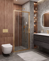 Душевая дверь в нишу Cezares Molveno 100 см. профиль золото, стекло прозрачное