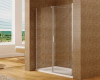 Душевая дверь в нишу с боковой стенкой 90 см Aquanet Cinetic 170 профиль хром, стекло прозрачное