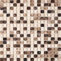 pixmosaic PIX 271 Emperador Dark, light, Crema Nova, чип 15x15 мм, сетка 305х305x4 мм, Матовая