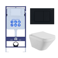 Комплект унитаз с инсталляцией с кнопкой Aquatek Лира SET AQUATEK ЛИРА-012 4в1 безободковый