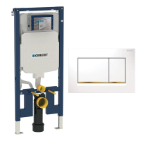 Инсталляция для унитаза Geberit Sigma 8 Duofix 111.796.00.1, кнопка смыва белая/золото