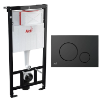 Инсталляция для унитаза AlcaPlast Basic AM101/1120-0001+M678, кнопка смыва черная