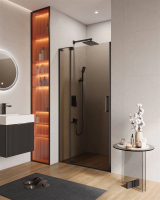Душевая дверь в нишу Cezares Slider 100 см. профиль черный, стекло коричневое