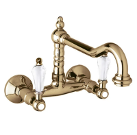 Смеситель для кухни Cezares First FIRST-LLP-02-Bi бронза, ручки белые