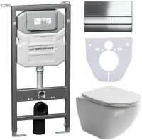 Комплект унитаз с инсталляцией, кнопкой и сиденьем Ceramica Nova Metropol CN4002_1002CH_1000