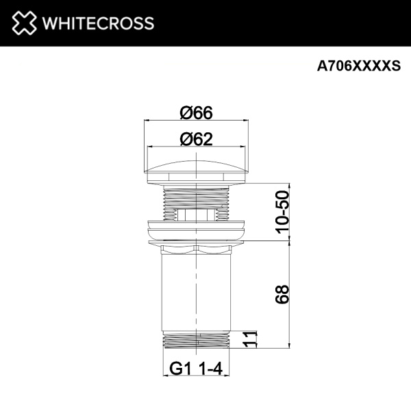 Донный клапан WHITECROSS A706XXXXS для умывальника, клик-клак (RAL мат)