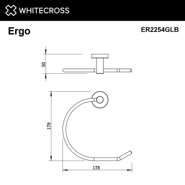 Полотенцедержатель кольцо WHITECROSS Ergo ER2254GLB (брашированное золото)