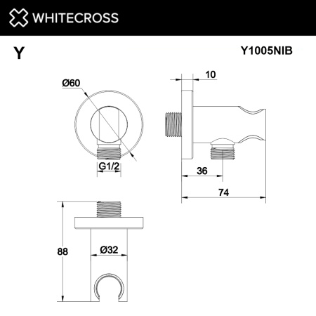 Угловой соединительный элемент WHITECROSS Y1005NIB (брашированный никель)