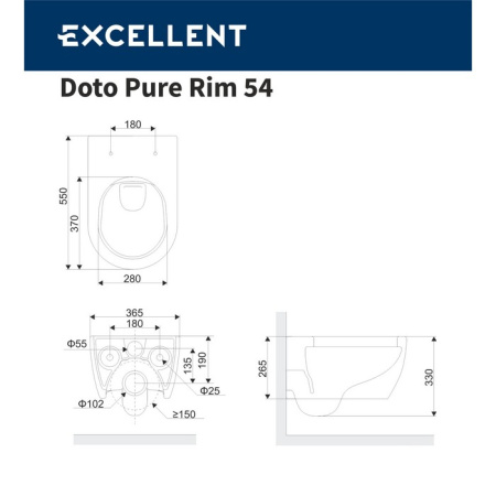 Унитаз подвесной EXCELLENT Doto Pure Rim 54