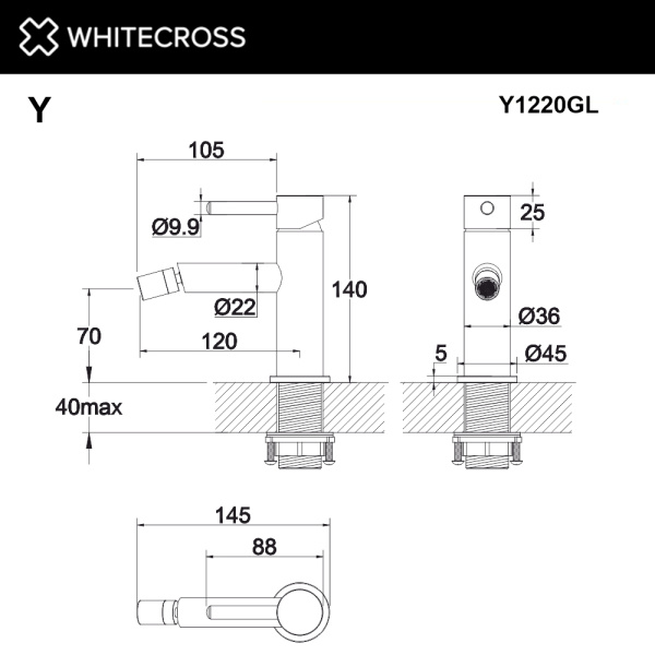 Смеситель для биде WHITECROSS Y Y1220GL (золото)