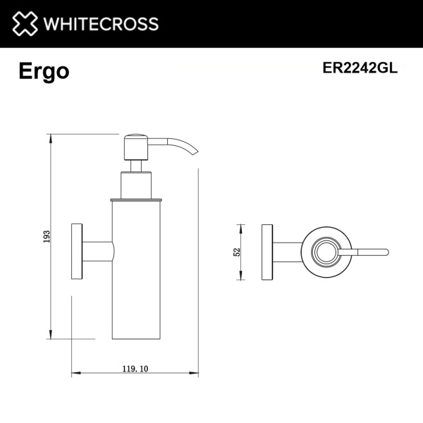 Дозатор для жидкого мыла подвесной WHITECROSS Ergo ER2242GL (золото)