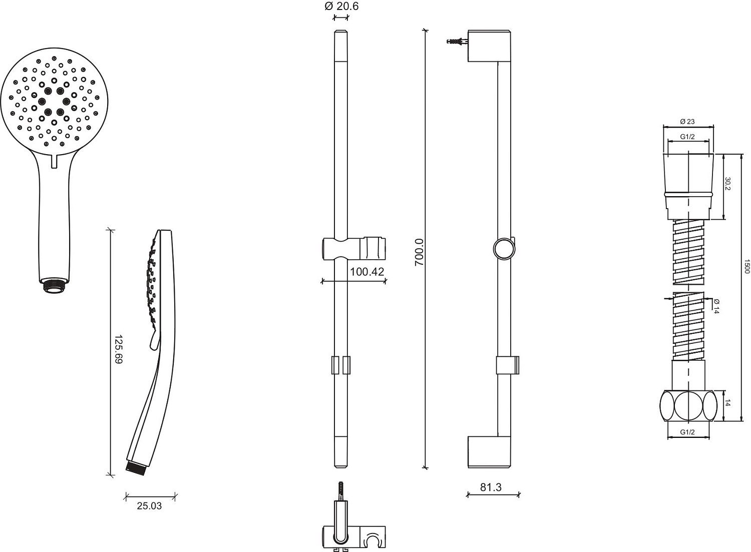 E32907-CP SALUTE душевой гарнитур 70 см