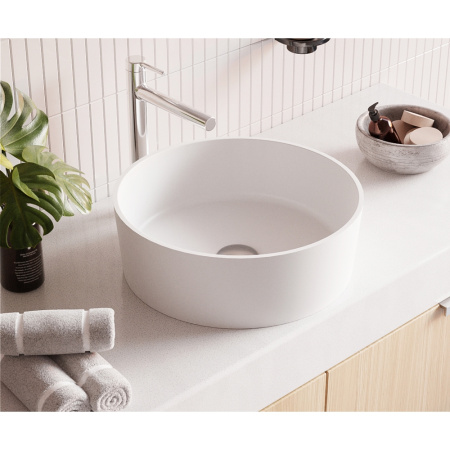 Умывальник WHITECROSS Agate D=40,5 (белый мат) иск. камень