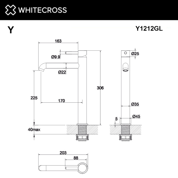 Смеситель для умывальника WHITECROSS Y Y1212GL (золото)