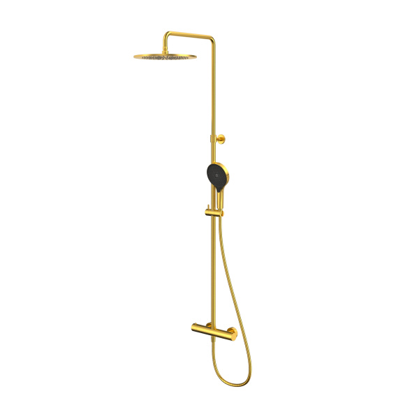 Термостатическая душевая система наружного монтажа WHITECROSS Y Y1254TOPGLB (брашированное золото)