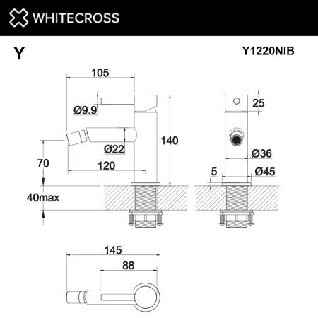 Смеситель для биде WHITECROSS Y Y1220NIB (брашированный никель)