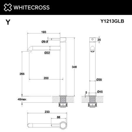 Смеситель для умывальника WHITECROSS Y Y1213GLB (брашированное золото)