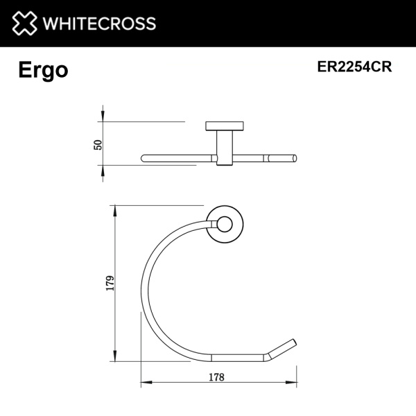 Полотенцедержатель кольцо WHITECROSS Ergo ER2254CR (хром)