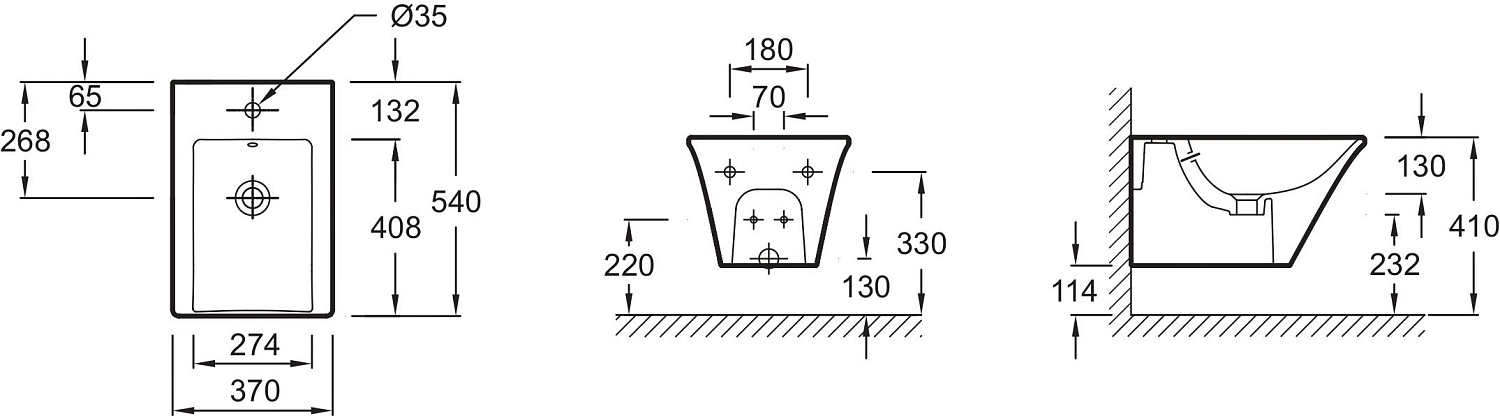 EMH0002-00 GRANDS BOULEVARDS Подвесное биде