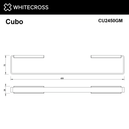 Полотенцедержатель 450 мм. WHITECROSS Cubo CU2450GM (оружейная сталь)