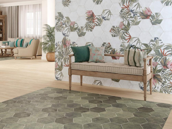 Керамогранит Saona Blanco Hex (7 вариантов дизайна) 23x27 от Durstone (Испания)