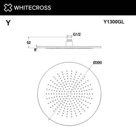 Верхний душ WHITECROSS D=30 см Y1300GL (золото)