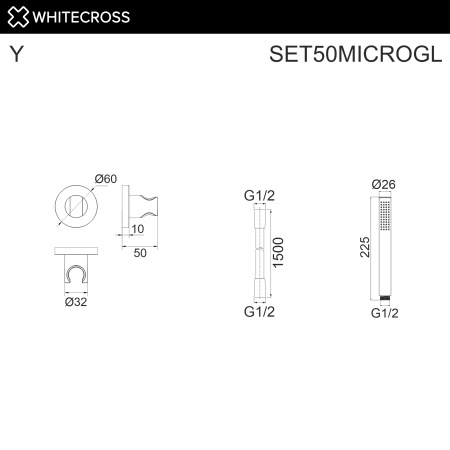 Душевой гарнитур точечный WHITECROSS SET50MICROGL (золото)