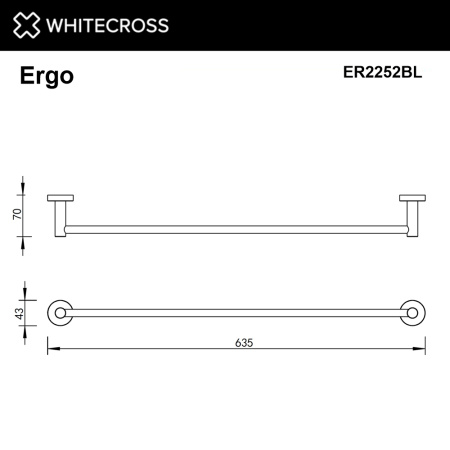 Полотенцедержатель 600 мм. WHITECROSS Ergo ER2252BL (черный мат)