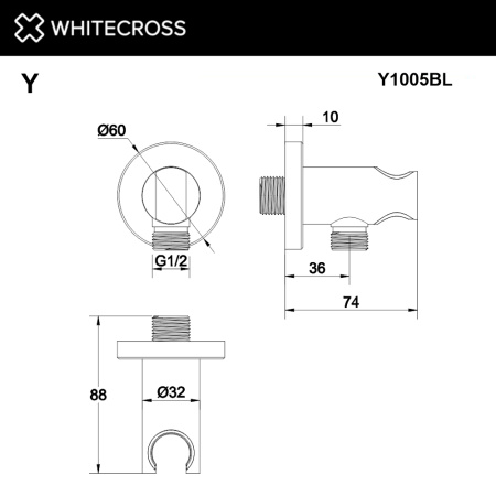 Угловой соединительный элемент WHITECROSS Y1005BL (черный мат)