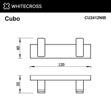 Крючок двойной WHITECROSS Cubo CU2412NIB (брашированный никель)