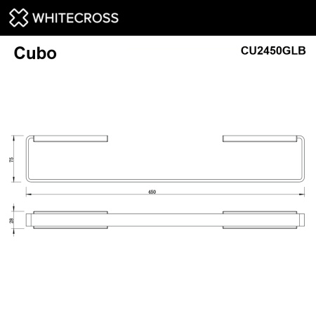 Полотенцедержатель 450 мм. WHITECROSS Cubo CU2450GLB (брашированное золото)