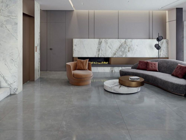 Керамогранит PULPIS PRIME LIGHT GREY Rectified Parlak Nano 120 60x120 от Kutahya (Турция)